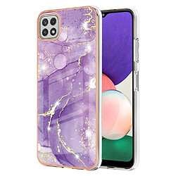 Coque en TPU anti-chute, motif marbre IMD IML, électroplaqué violet 002 pour votre Samsung Galaxy A22 5G (EU Version)