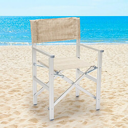 Avis Beach And Garden Design 4 chaises de plage pliables portables en textilène aluminium Regista Gold | Beige