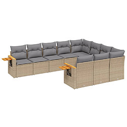 Maison Chic Salon de jardin avec coussins 10 pcs | Ensemble de Table et chaises | Mobilier d'Extérieur beige résine tressée -GKD28841