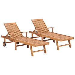 vidaXL Chaises longues lot de 2 Bois de teck solide