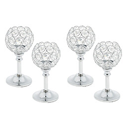 Avis 4pcs cristal bougie titulaire bougie chauffe-plat chandelier argent - s