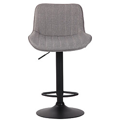 Decoshop26 Tabouret de bar en tissu gris pied métal noir siège rembourré et matelassé 10_0000426