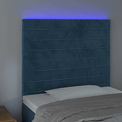 Avis Maison Chic Tête de lit scandinave à LED,meuble de chambre Bleu foncé 80x5x118/128 cm Velours -MN56443