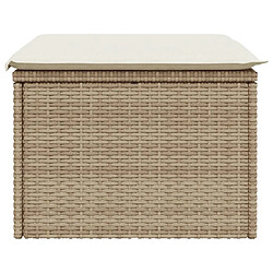 Acheter vidaXL Tabouret de jardin avec coussin beige 55x55x37cm résine tressée