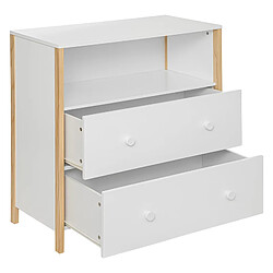 Pegane Commode pour chambre d'enfant en bois coloris blanc - Longueur 85 x Profondeur 40 x Hauteur 80 cm