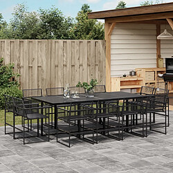 vidaXL Ensemble à manger de jardin 13 pcs noir résine tressée