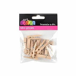 Paris Prix Lot de 12 Pinces en Bois Accroche 3cm Naturel