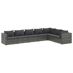 vidaXL Salon de jardin 7 pcs avec coussins Résine tressée Gris