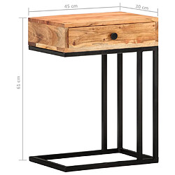 vidaXL Table d'appoint en forme d'U 45x30x61 cm Bois d'acacia massif pas cher