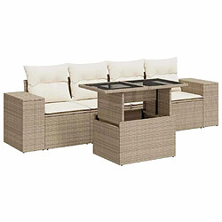 vidaXL Salon de jardin avec coussins 5 pcs beige résine tressée