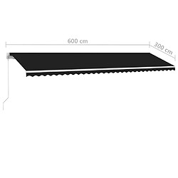 vidaXL Auvent manuel rétractable sur pied 600x300 cm Anthracite pas cher