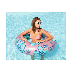 Airmyfun Bouée Gonflable Ronde XXL pour Piscine & Plage Ultra Confort, Flotteur Deluxe - Plantes Tropicales ø108cm