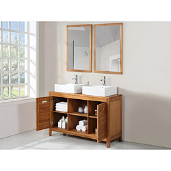 Acheter Vente-Unique Meuble de salle de bain en bois d'acacia avec double vasque et miroirs - 130 cm - PULUKAN