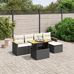 Maison Chic Ensemble Tables et chaises d'extérieur 6pcs avec coussins,Salon de jardin noir résine tressée -GKD645531