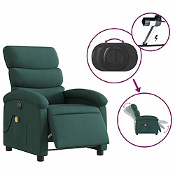 Maison Chic Fauteuil Relax pour salon, Fauteuil de massage inclinable électrique Vert foncé Tissu -GKD22400 pas cher