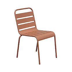 Mes Ensemble table de jardin carrée + 4 chaises en métal terracotta - BACA pas cher