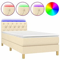 Sommier à lattes LED,Cadre à lattes de lit avec matelas pour Adulte Crème 80x200 cm Tissu -MN33221