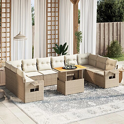 vidaXL Salon de jardin 11 pcs avec coussins beige résine tressée