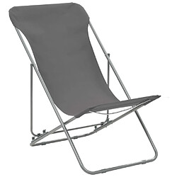 Maison Chic Lot de 2 Chaises de plage pliables | Chaises Relax d'extérieur Acier et tissu oxford Gris -GKD78103