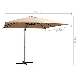 vidaXL Parasol de jardin en porte-à-faux lumières LED et mât en acier pas cher