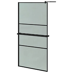 Maison Chic Paroi de douche | Écran de douche | Cloison de douche avec étagère Noir 100x195cm Verre ESG&Aluminium -GKD79399