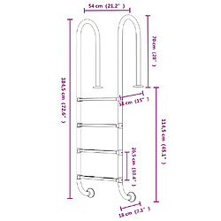 vidaXL Échelle de piscine 54x38x184,5 cm acier inoxydable 304 pas cher