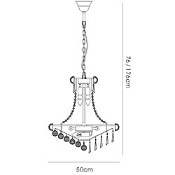 Avis Luminaire Center Suspension Alexetra 9 Ampoules doré/cristal