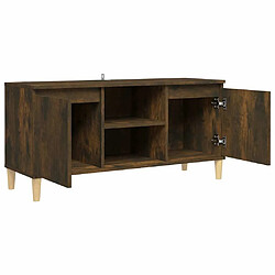 Acheter Maison Chic Meuble TV scandinave avec pieds - Banc TV pour salon en bois solide Chêne fumé 103,5x35x50 cm -MN31117