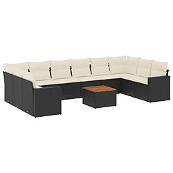 Maison Chic Salon de jardin 11 pcs avec coussins | Ensemble de Table et chaises | Mobilier d'Extérieur noir résine tressée -GKD53038