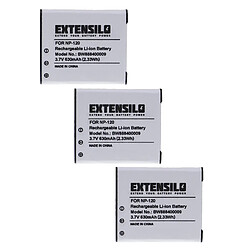 Vhbw EXTENSILO 3x Batteries compatible avec Casio Exilim EX-S200, EX-S200BE, EX-S200BK, EX-S200EO appareil photo, reflex numérique (630mAh, 3,7V, Li-ion)