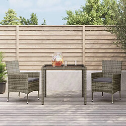 Salle à manger de jardin 3 pcs,Table et chaise à dîner avec coussins Gris -MN89158