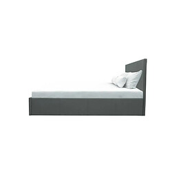 MARTIN Lit coffre adulte - Simili gris - Sommier inclus - 160 x 200 cm