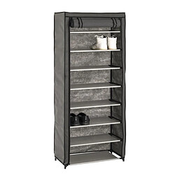 Armoire à chaussures en tissu coloris gris - Dim : L 60 x P 30 x H 142 cm -PEGANE-