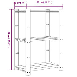 vidaXL Support de rangement à 3 niveaux noir 60x38x90 cm bois pin pas cher