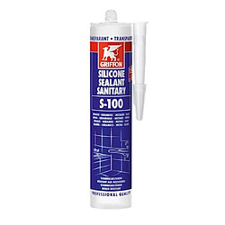 mastic silicone sanitaire - griffon s-100 - base acétique - translucide - 300 ml - griffon 1249350