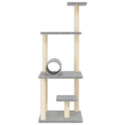 Helloshop26 Arbre à chat meuble tour grimper jouet grattage grattoir escalade plateforme avec griffoirs en sisal clair 136 cm gris 02_0022564