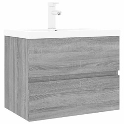 vidaXL Meuble lavabo avec bassin intégré Sonoma gris Bois d'ingénierie