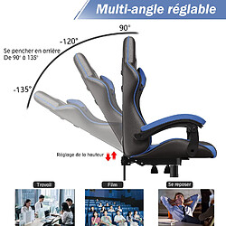 Avis RATTANTREE Chaise de Gaming Ergonomique, Fauteuil gamer, Dossier Inclinable à 155, avec Lombaire&Appui-Tête Appui, chaise gamer, PU Cuir Chaise Bureau, fauteuil gamer, chaise bureau gaming, Noir Bleu