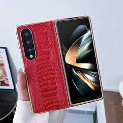 Coque en TPU + cuir véritable électroplaqué, antichoc, texture crocodile pour votre Samsung Galaxy Z Fold4 5G - rouge