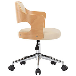 Avis Helloshop26 Chaise fauteuil siège pivotante de bureau informatique étude bois courbé et similicuir crème 02_0024095