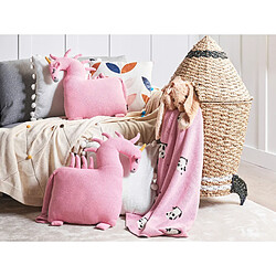 Beliani Lot de 2 coussins LAMMI Coton 45 x 45 cm Pour enfants Rose