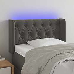 vidaXL Tête de lit à LED Gris foncé 83x16x78/88 cm Velours