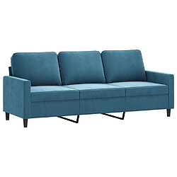 Maison Chic Ensemble de canapés 3 pcs avec coussins, Canapé droit Sofa pour Salon bleu velours -GKD173651 pas cher