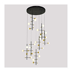 Luminaire Center Suspension moderne Helmond Noir, doré