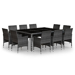 Maison Chic Mobilier à dîner 11 pcs de jardin - Ensemble table et chaises d'extérieur - Salon/Mobilier de jardin classique Résine tressée Gris -MN71406