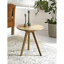 Pegane Table d'appoint coloris chêne en bois - H 40 x Ø 40 cm