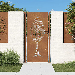 vidaXL Portail de jardin 105x205 cm - Acier corten Portail design arbre - Acier corten, système verrouillable