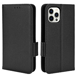 Etui en PU texture litchi, fermoir magnétique noir pour votre iPhone 12/12 Pro 6.1 pouces