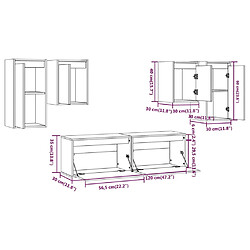 vidaXL Meubles TV 6 pcs Blanc Bois massif de pin pas cher