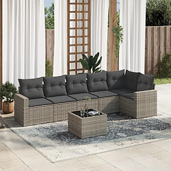 vidaXL Salon de jardin avec coussins 7 pcs gris résine tressée